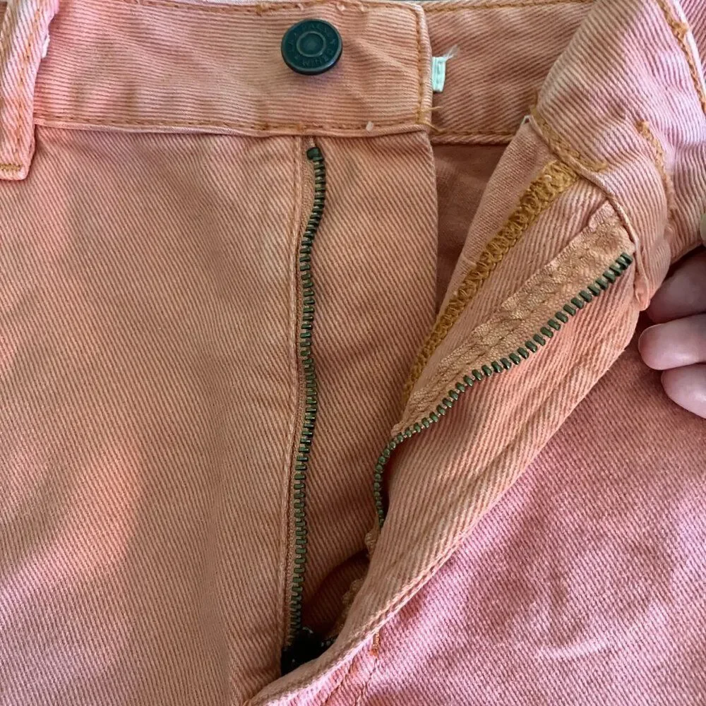 Pacsun high waisted fringe hem burnt orange denim mini skirt